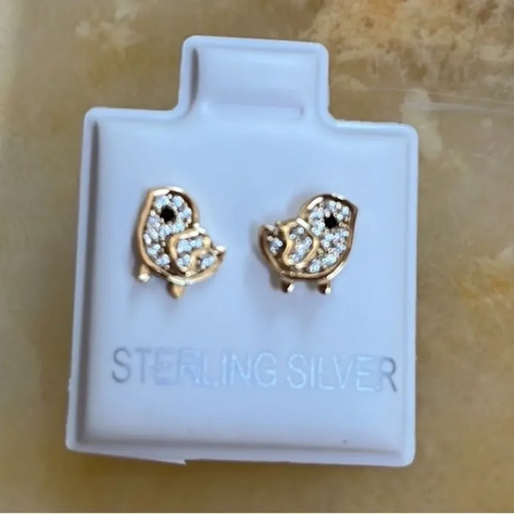 14k gold plated Chick CZ Girls Earrings girls kid.